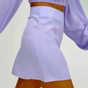 NWT WeWoreWhat REVOLVE Mini Slip Skirt Satin Charmeuse Heather Purple Size L